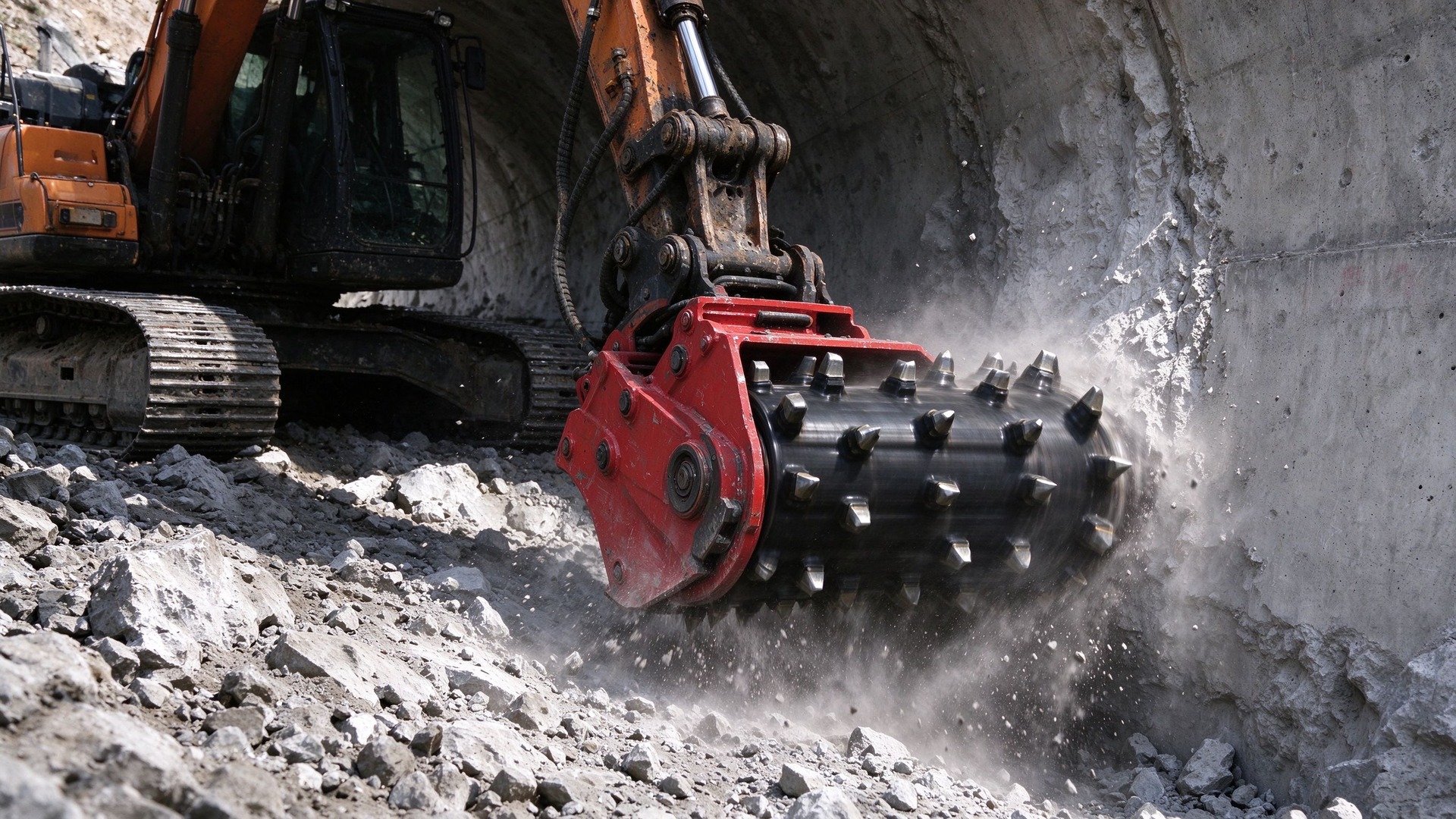 Hydraulic Rotary Drum Cutter Milling Machine for Excavator, Rock Trencher for Tunnel Trench Concrete Profiling - 2