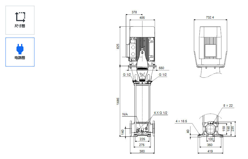 Grundfos CR 95-8-2 50Hz Vertical Multistage Centrifugal Water Pump for High Rise Building - 3